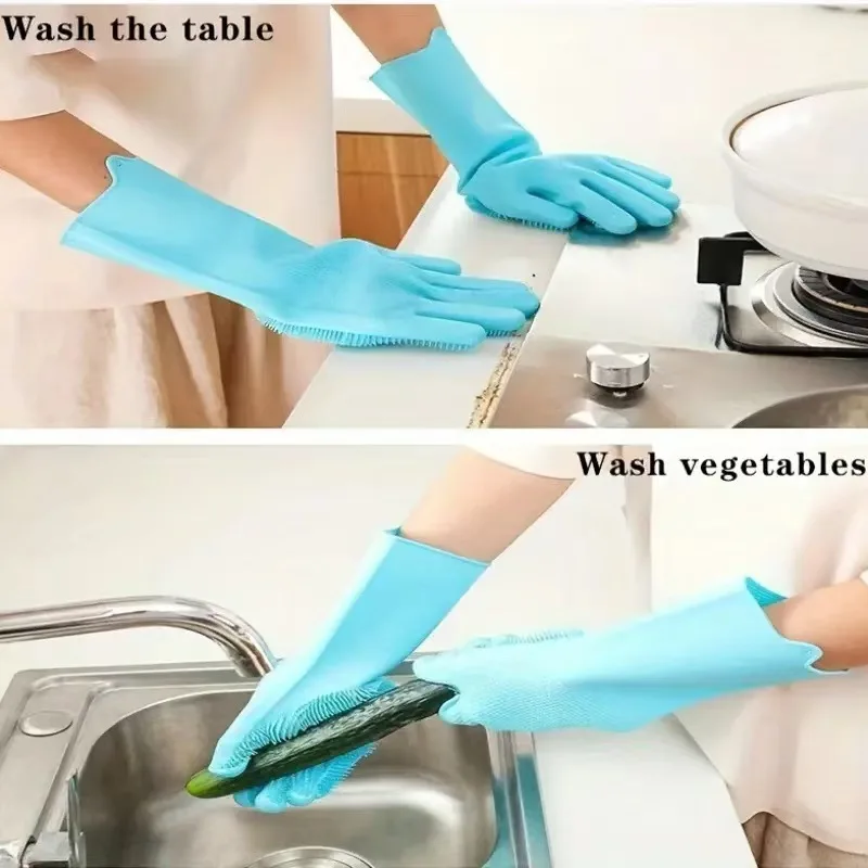 Pet Bathing Glove - Silicone Scrubber Mitt for Dogs & Cats, Massage & Deshedding, Waterproof, Bite-Resistant (Blue/Pink) - Image 3