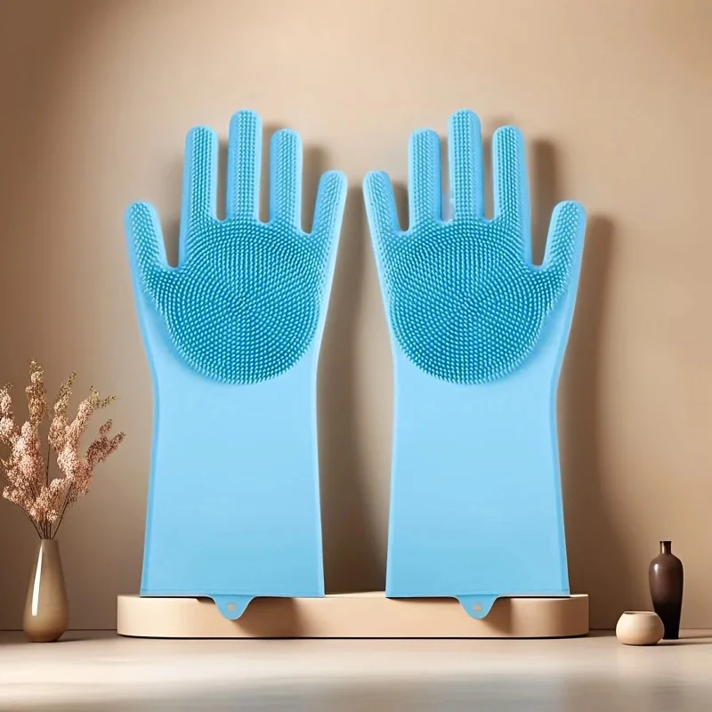 Pet Bathing Glove - Silicone Scrubber Mitt for Dogs & Cats, Massage & Deshedding, Waterproof, Bite-Resistant (Blue/Pink) - Image 2