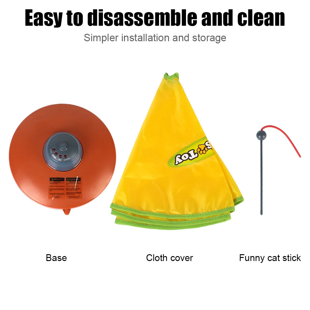 Interactive Pet Toy For Cat Kitty 4 Speeds Motion Undercover Mouse Fabric Moving Feather Automatic Electric Cat Toy Plate - Image 3