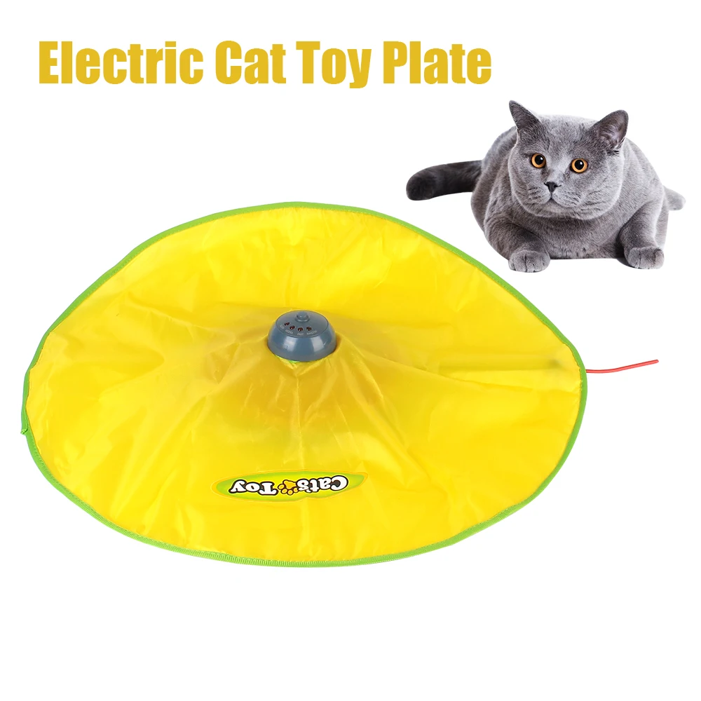 Interactive Pet Toy For Cat Kitty 4 Speeds Motion Undercover Mouse Fabric Moving Feather Automatic Electric Cat Toy Plate - Image 2