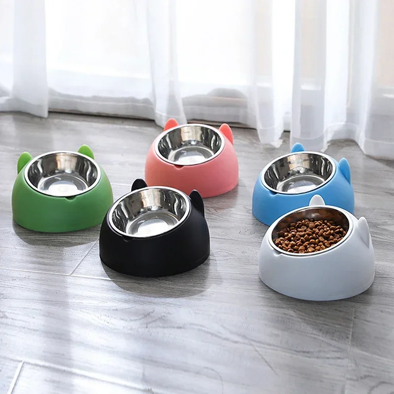 Lovely Inclined Pet Bowls - Premium Stainless Steel Non-Slip Crash-Proof Kitten Puppy Food Water Feeder for Cats Dogs Daily Use - Image 3