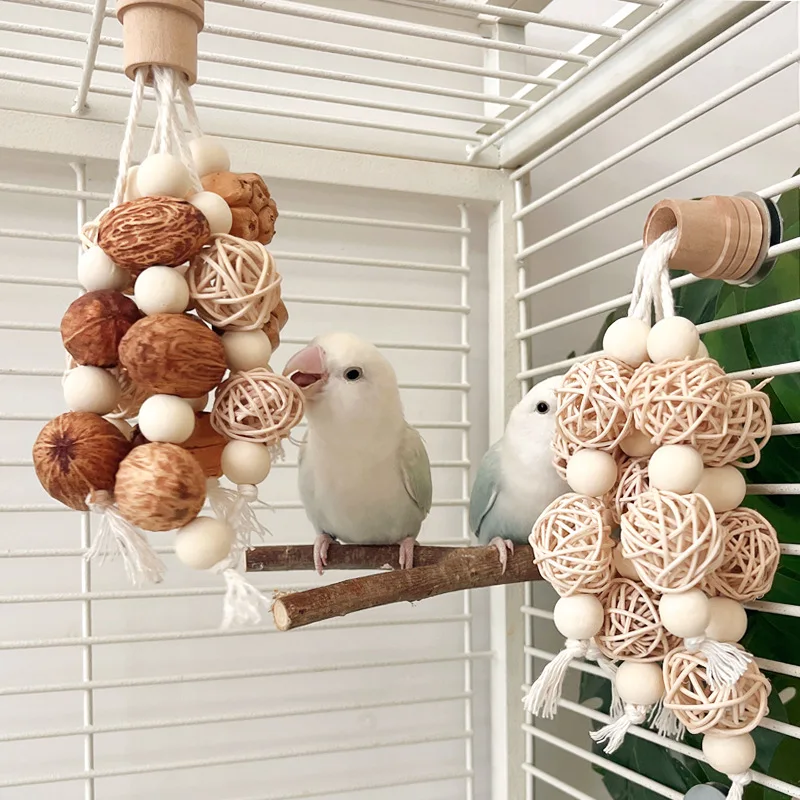 Funny Bird Chewing Toy Cotton Rope Pinecone Parrot Toy Bite Resistant Birds Tearing Toy Cockatiels Training Cage Toys Accessries - Image 2