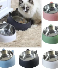 Alternative view of Lovely Inclined Pet Bowls - Premium Stainless Steel Non-Slip Crash-Proof Kitten Puppy Food Water Feeder for Cats Dogs Daily Use