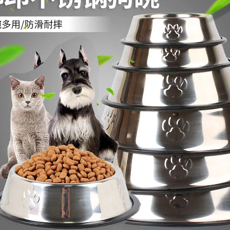 Stainless Steel Dog Cat Food Bowl Pets Quality Metal Pawprint Feeder Non-slip Pet Feeding Container with Rubber Base Accessories - Image 6