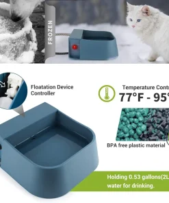 Alternative view of Heated Automatic Water Bowl for Dogs,Heated Dog Automatic Filling Outdoor Bowl,Heated Auto Waterer for Dog,Cats,Chickens,Animals
