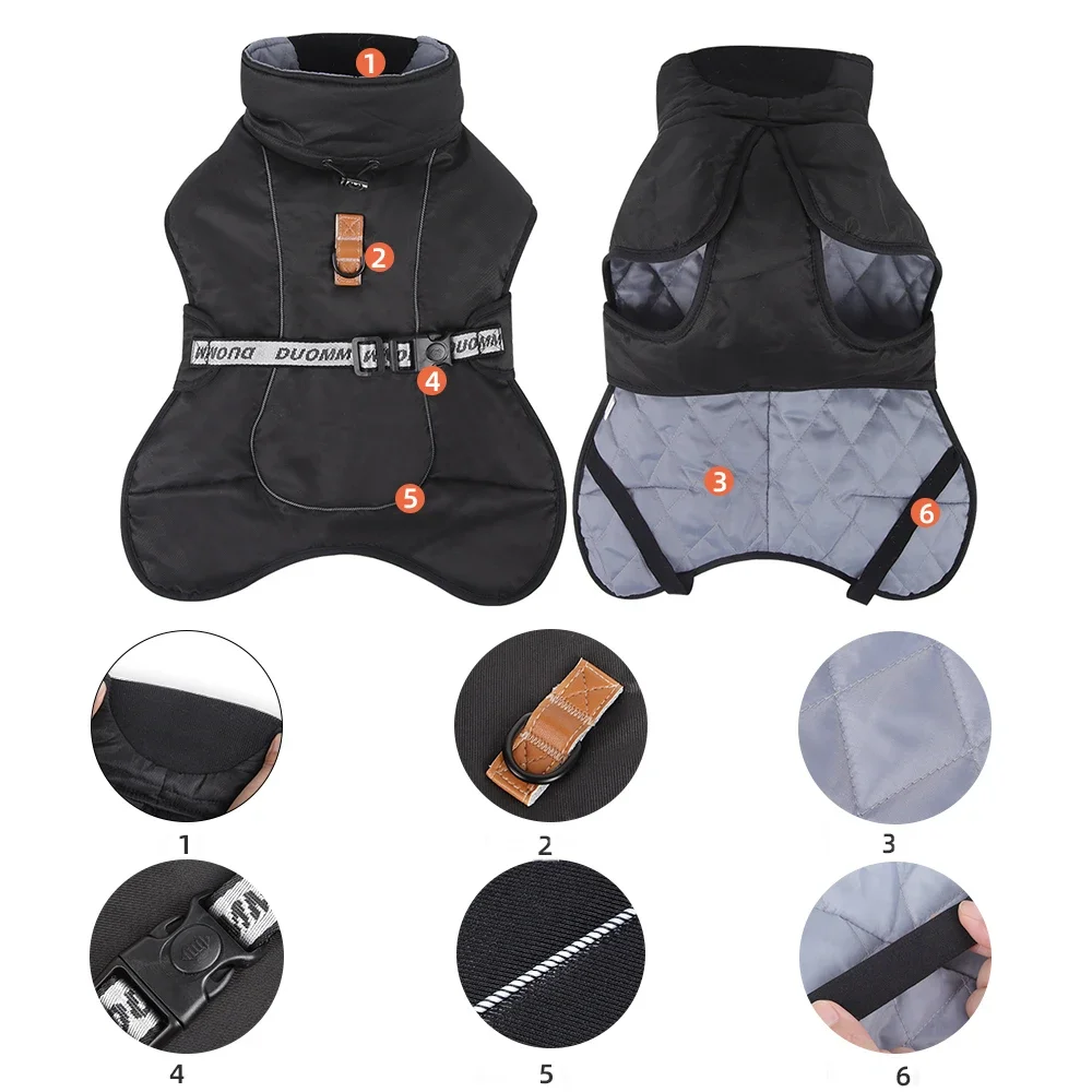 Winter Warm Dog Clothes For Medium Large Dogs Reflective Windproof Pet Thicken Down Jacket Labrador French Bulldog Coat Outfits - Image 3