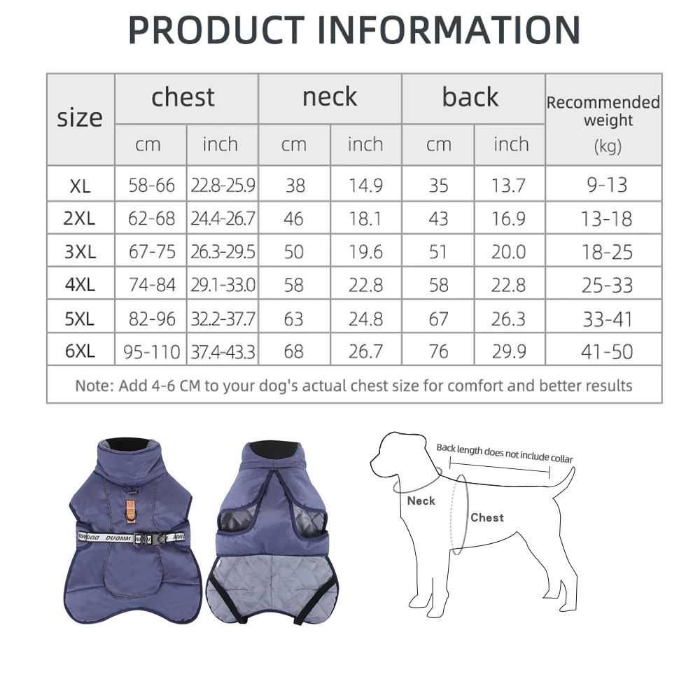 Winter Warm Dog Clothes For Medium Large Dogs Reflective Windproof Pet Thicken Down Jacket Labrador French Bulldog Coat Outfits - Image 6
