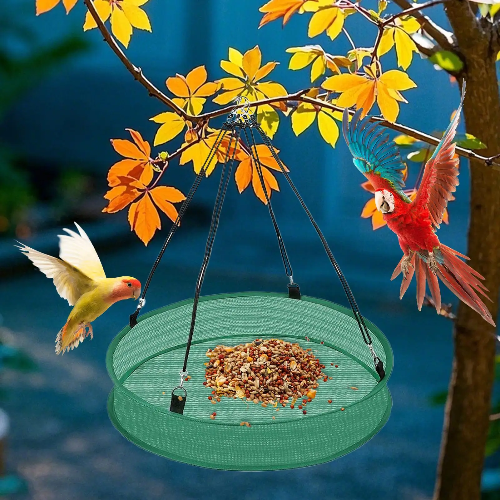 Hanging bird feeder bird feeding net outdoor Finch bird food Catcher Tray Spill Proof parrot food container For Backyard Garden - Image 3