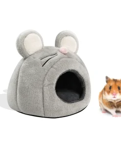 Cute Mouse Shaped Hamster Bed House, Hedgehog Hideout Nest Small Pet Winter Warm Cage Accessories