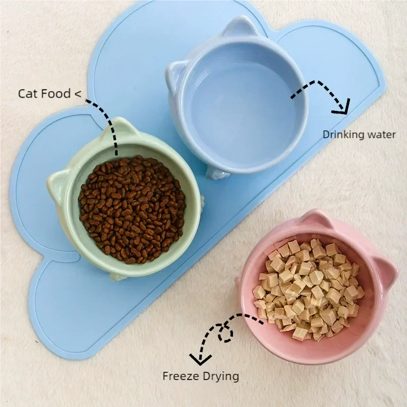 Tilted Elevated Ceramic Cat Bowl Cute Anti Black Chin Pet Feeder Water Bowl Neck Protection Dog Bowl For Small Pets Pet Supplies - Image 4
