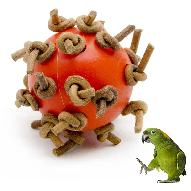 Bird Ball Chew Toy with Knots 4cm Dia Foot Toy Suitable for Amazon Parrot African Grey Cockatoo Pet Supplies - Image 2