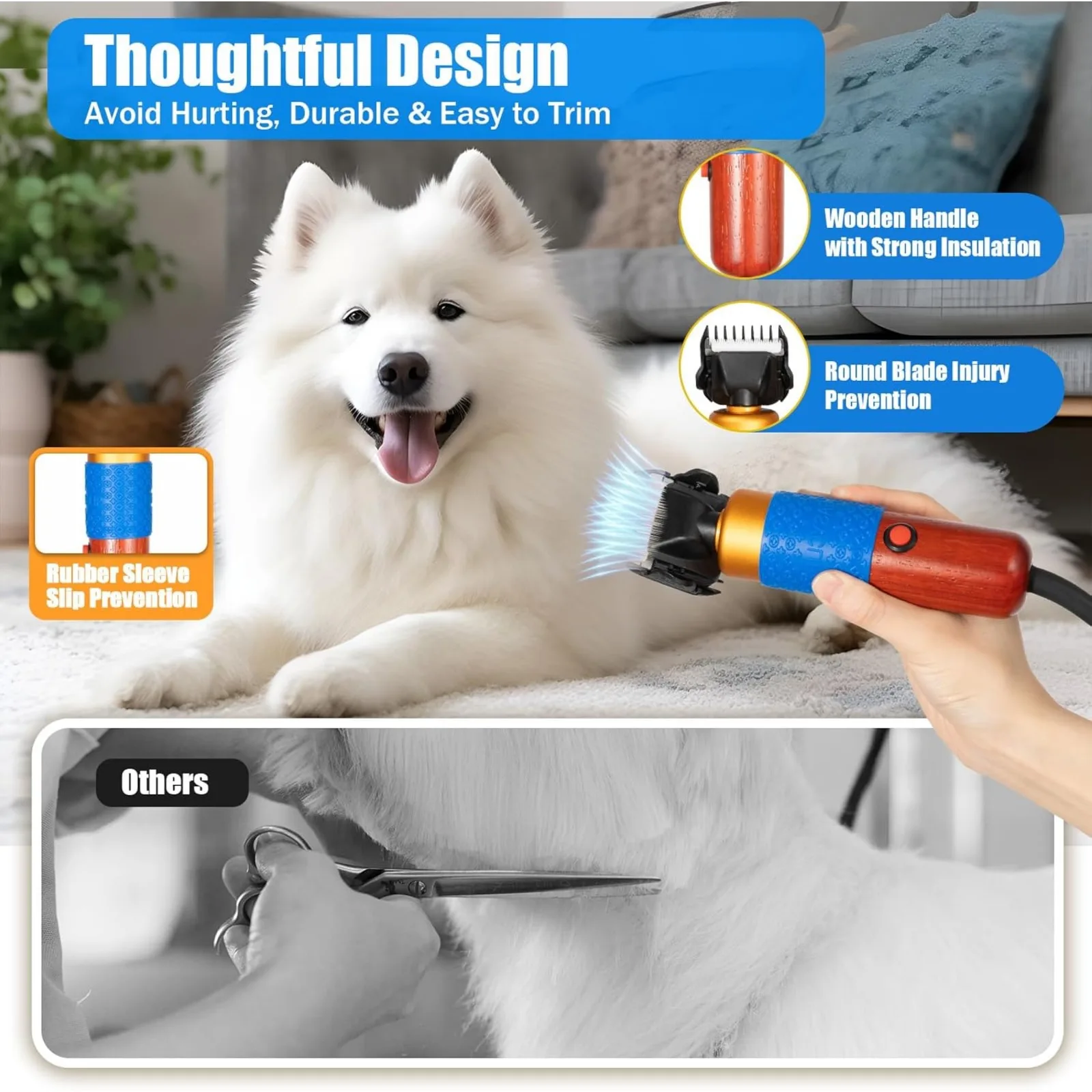 200W Electric Pet Clippers,Pet Dog Grooming Clippers Kit Low Noise Pet Hair Trimmer for Grooming Hair Clipper for Dogs Cats Pets - Image 5