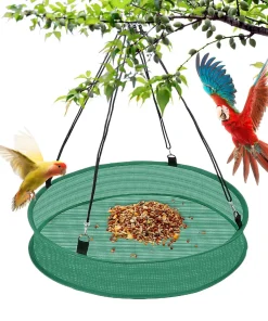 Hanging bird feeder bird feeding net outdoor Finch bird food Catcher Tray Spill Proof parrot food container For Backyard Garden