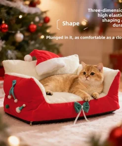 Christmas New Cat Nest Four Seasons Thickened Warm Bed House Cat Mat Embroidered Dog Claw Cat Nest