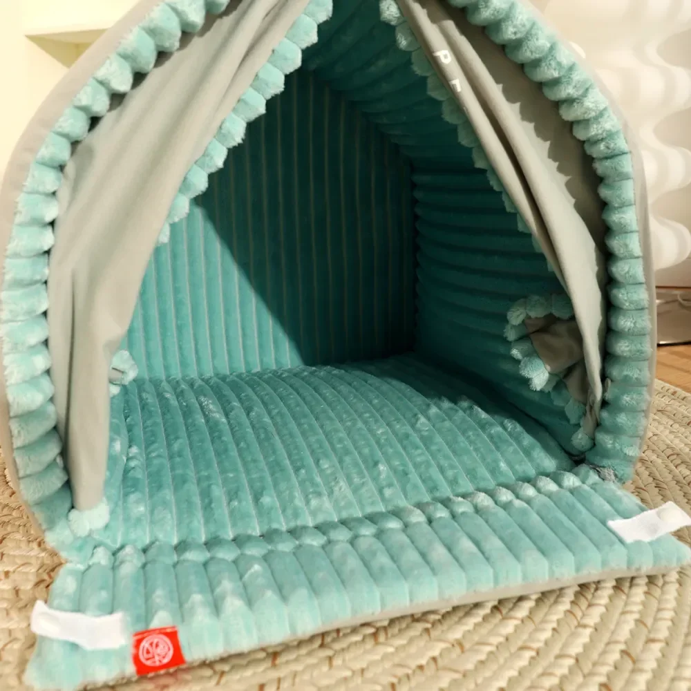 Closed Dog House with Door Curtain Winter Windproof Nest for Dogs Cats Outdoor Portable Cat Tent Dog Villa Sleep Kennel Cat Mat - Image 6