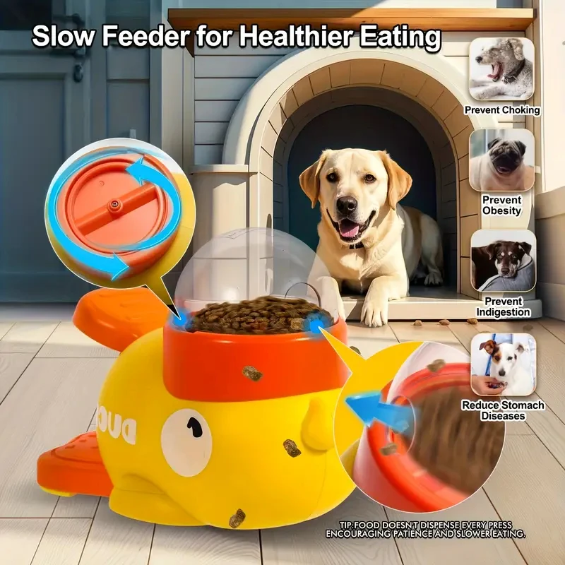 Cartoon Little Yellow Duck Shape Interactive Dog Toys Anti-Slip Design Pets Intelligence Exercise Feeder Food Dispenser Supplies