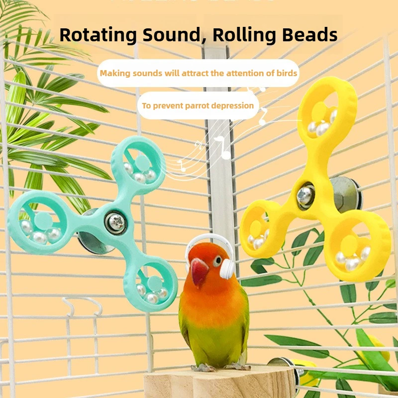 Funny Bird Parrot Rotating Windmill Toy Bird Cage Toys For Parrots Rotating Treat Dispenser For Mental Stimulation Entertainment - Image 2