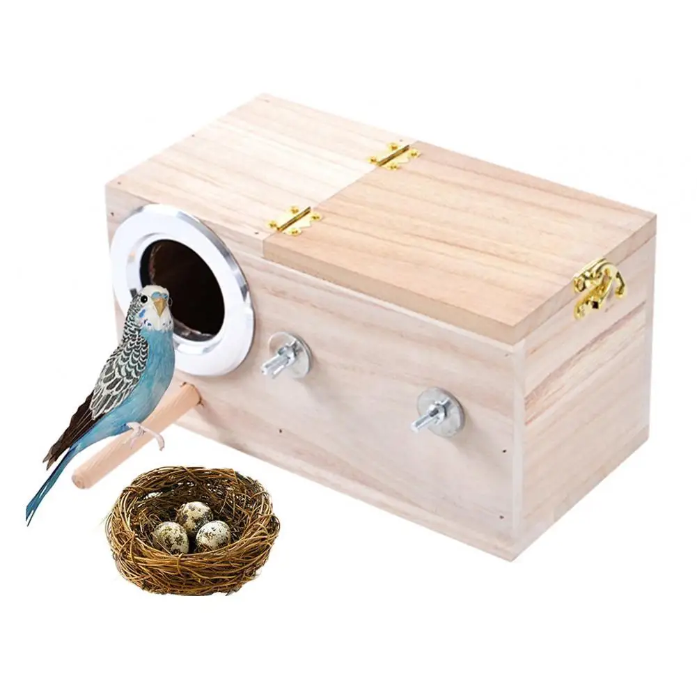 Bird Breeding Box Cage Nest For Parrot Nesting House Wooden Lovebirds Finch Wood Breeding Box For Lovebirds Parrot Mating Box - Image 3