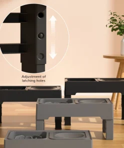 Alternative view of Dog Feeding Table Stainless Steel Bowl Foldable Raised Feeder Non Slip Durable Black Pet Food Stand Small Medium Dogs Use