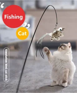 Simulation Bird Interactive Funny Cat Stick Toy Furry Feather Bird With Bell Sucker Cat Stick Toy Kitten Playing Pet Accessories