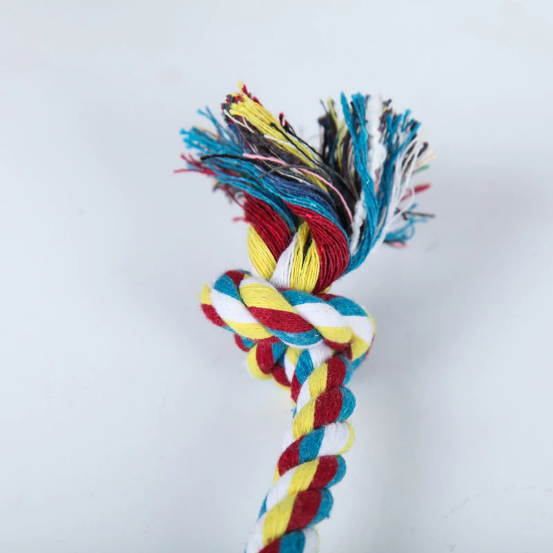Random Color Pet Dog Toy Bite Rope Double Knot Cotton Rope Funny Cat Toy Bite Resistant and Sharp Teeth Pet Supplies Puppy Toys - Image 2