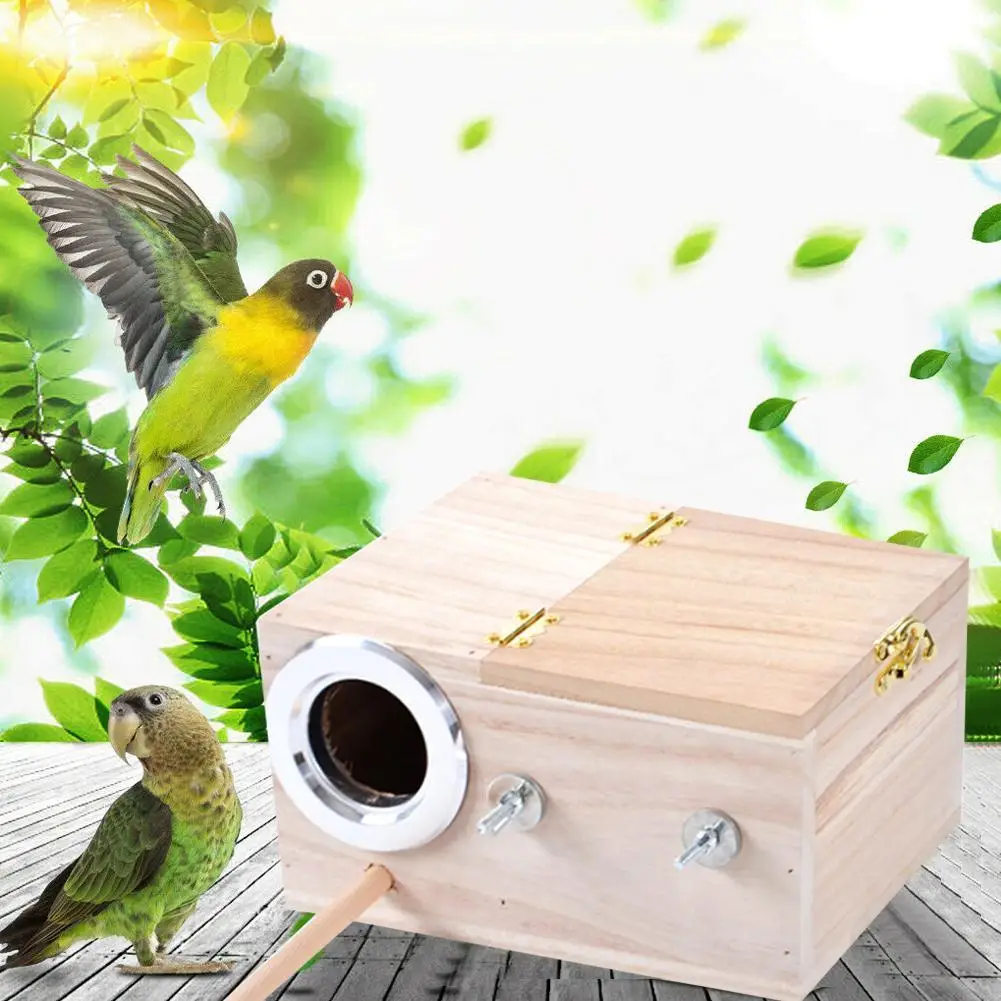 Bird Breeding Box Cage Nest For Parrot Nesting House Wooden Lovebirds Finch Wood Breeding Box For Lovebirds Parrot Mating Box - Image 5
