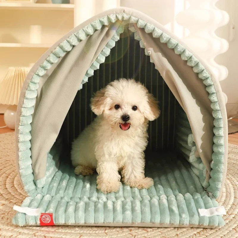 Closed Dog House with Door Curtain Winter Windproof Nest for Dogs Cats Outdoor Portable Cat Tent Dog Villa Sleep Kennel Cat Mat - Image 3