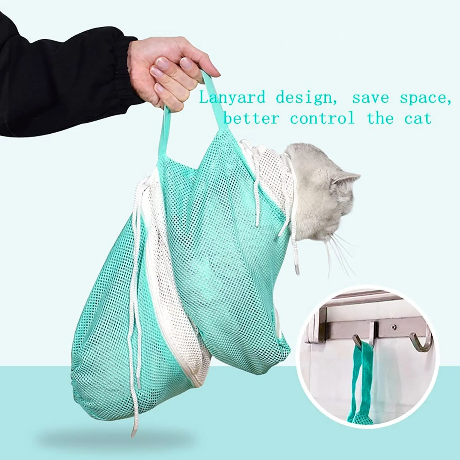 Mesh Cat Grooming Bathing Bag Adjustable Cats Washing Bags Pet Nail Trimming Clean Anti Scratch Bite Restraint Shower Net