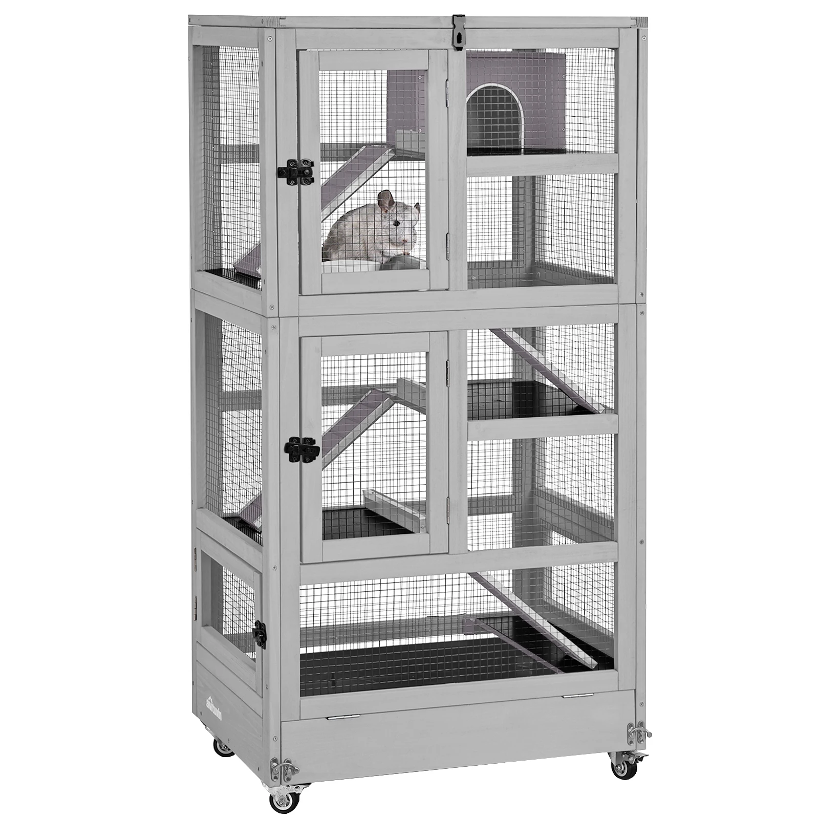 5 Levels Wooden Chinchilla Ferret Cage | Chew-Resistant Habitat