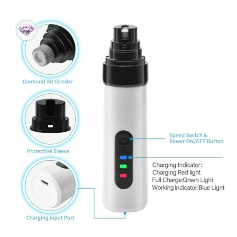 Silent Groom Pro Heusom Dog Nail Grinder Low Noise USB Rechargeable Pet Clipper for Painless and Safe Paw Grooming Trimming Ide - Image 4