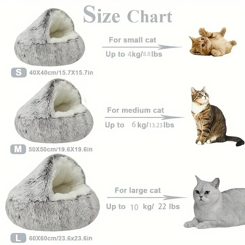 Autumn and Winter soft plush pet bed and pet bed Winter warm and cold plush comforter nest Shell cat nest semi-enclosed cat nest - Image 6