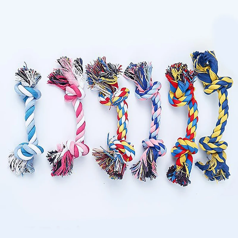 Random Color Pet Dog Toy Bite Rope Double Knot Cotton Rope Funny Cat Toy Bite Resistant and Sharp Teeth Pet Supplies Puppy Toys - Image 6