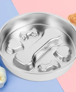 Stainless Steel Dog Bowl Pet Dog Slow Feeder with Non-Slip Mat Dog Water Bowl Anti-Choking Pet Bowl for Small & Medium Dogs