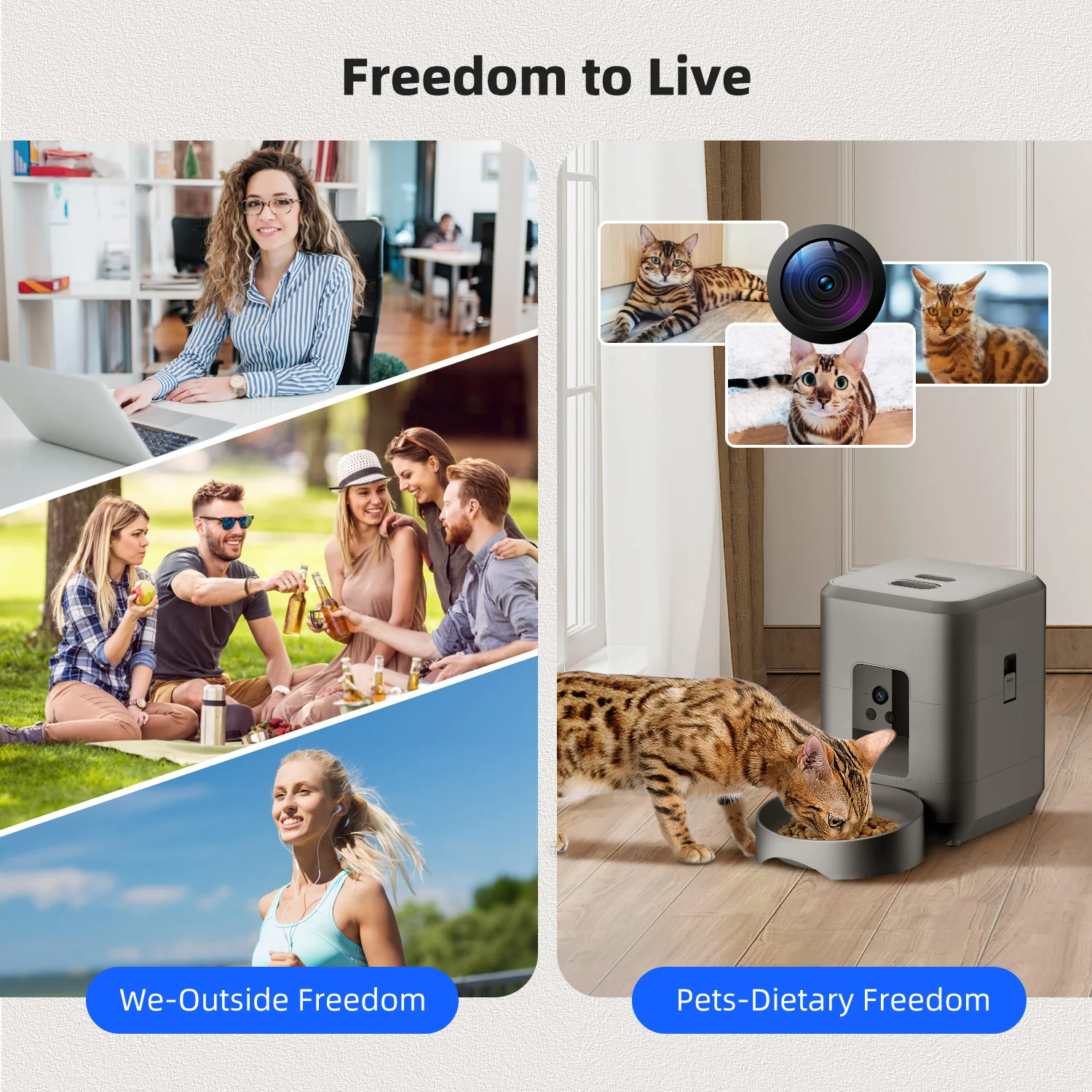 Cat Automatic Feeder With Camera, Video Dog Automatic Feeder, APP Controlled Feeding Smart Pet Feeder, 2L Cat Food Distributor - Image 4