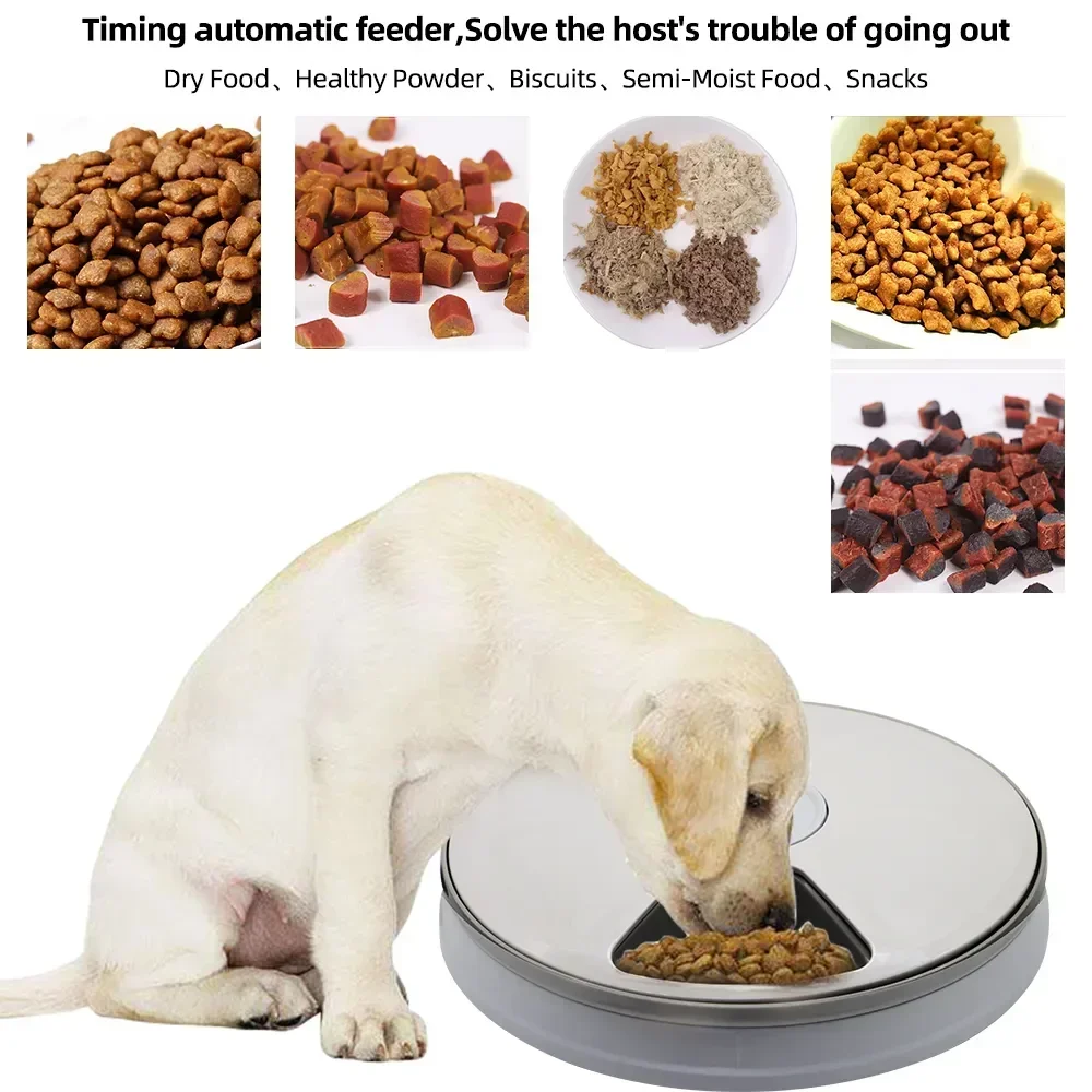 Practical 24H Automatic Pet Feeder - Round 6 Grids 6 Meals Timing Electric Dry Food Dispenser for Cats & Dogs Essential Supplies - Image 3