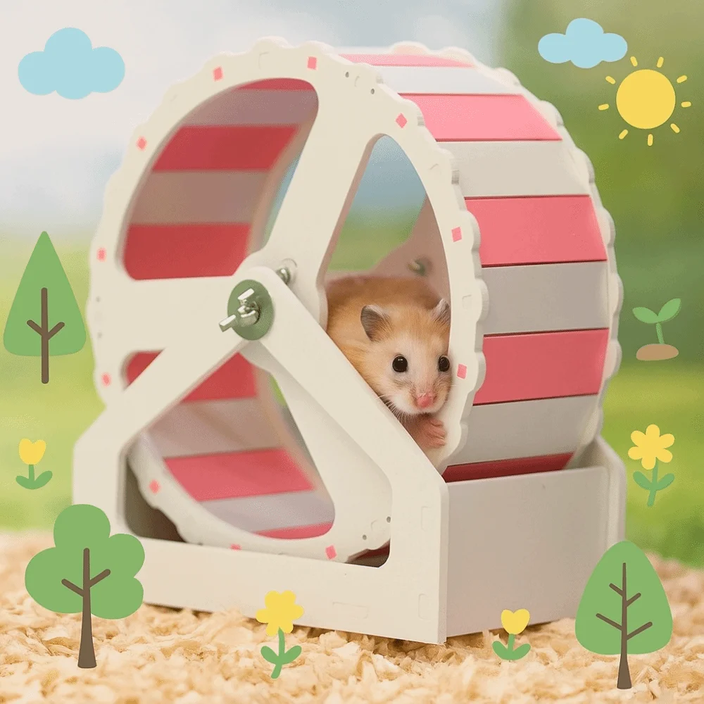 Durable Plastic Hamster Running Wheel Silent Stable Base Rodent Running Wheel Colorful 21cm Exercise Wheel for Small Animals - Image 4