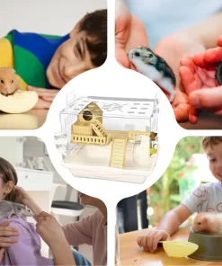 Alternative view of Acrylic Hamster Cage Wooden Small Animal Cage Accessories 2-Layer Small Pet Breathable House For Dwarf Hamsters Mice Gerbils
