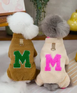 Velvet Dog Pajamas Turtleneck Dog Sweater Plush Soft Pet Clothes Winter Outfit Doggy Pjs Puppy Jumpsuit for Small Dogs Cats