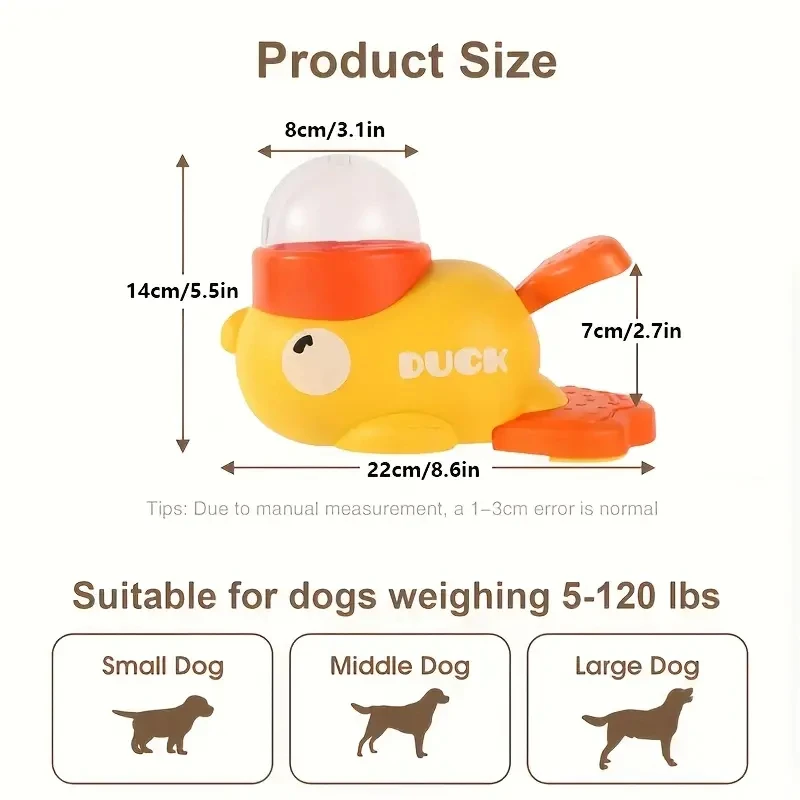 Cartoon Little Yellow Duck Shape Interactive Dog Toys Anti-Slip Design Pets Intelligence Exercise Feeder Food Dispenser Supplies - Image 4