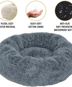 Alternative view of Round Dog Bed Winter Warm Cat Bed Plush Basket for Dog Washable Pet Bed for Small Medium Large Dog Sofa Cat