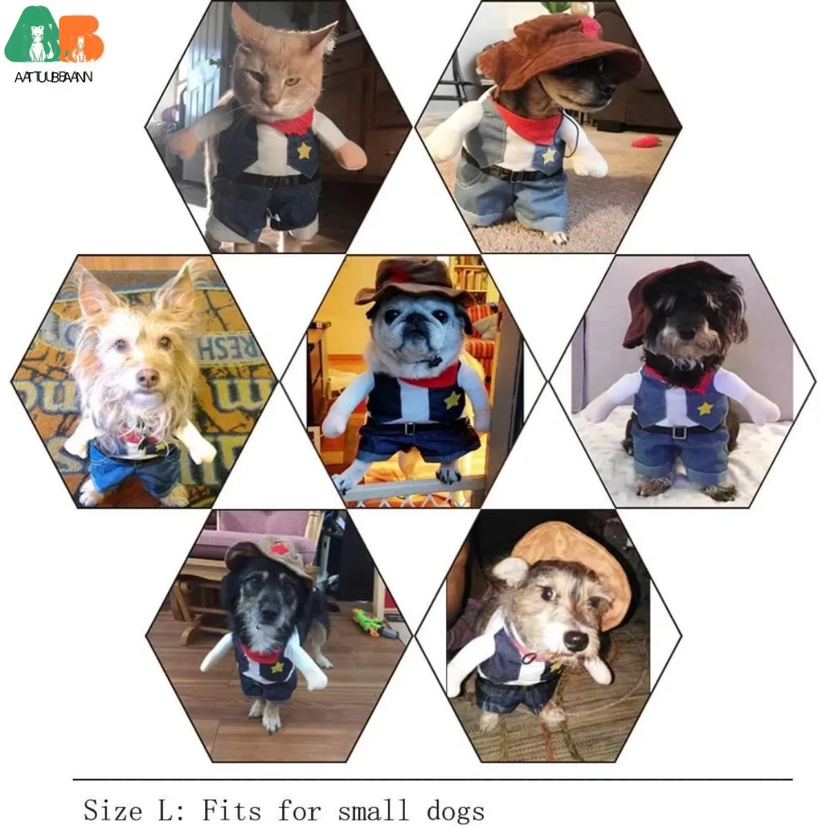 Pet Dog Cat Halloween Costumes,West Cowboy Uniform with Hat,Funny Pet Cowboy Outfit,Clothing Funny Costume for Cats & Small Dogs - Image 6