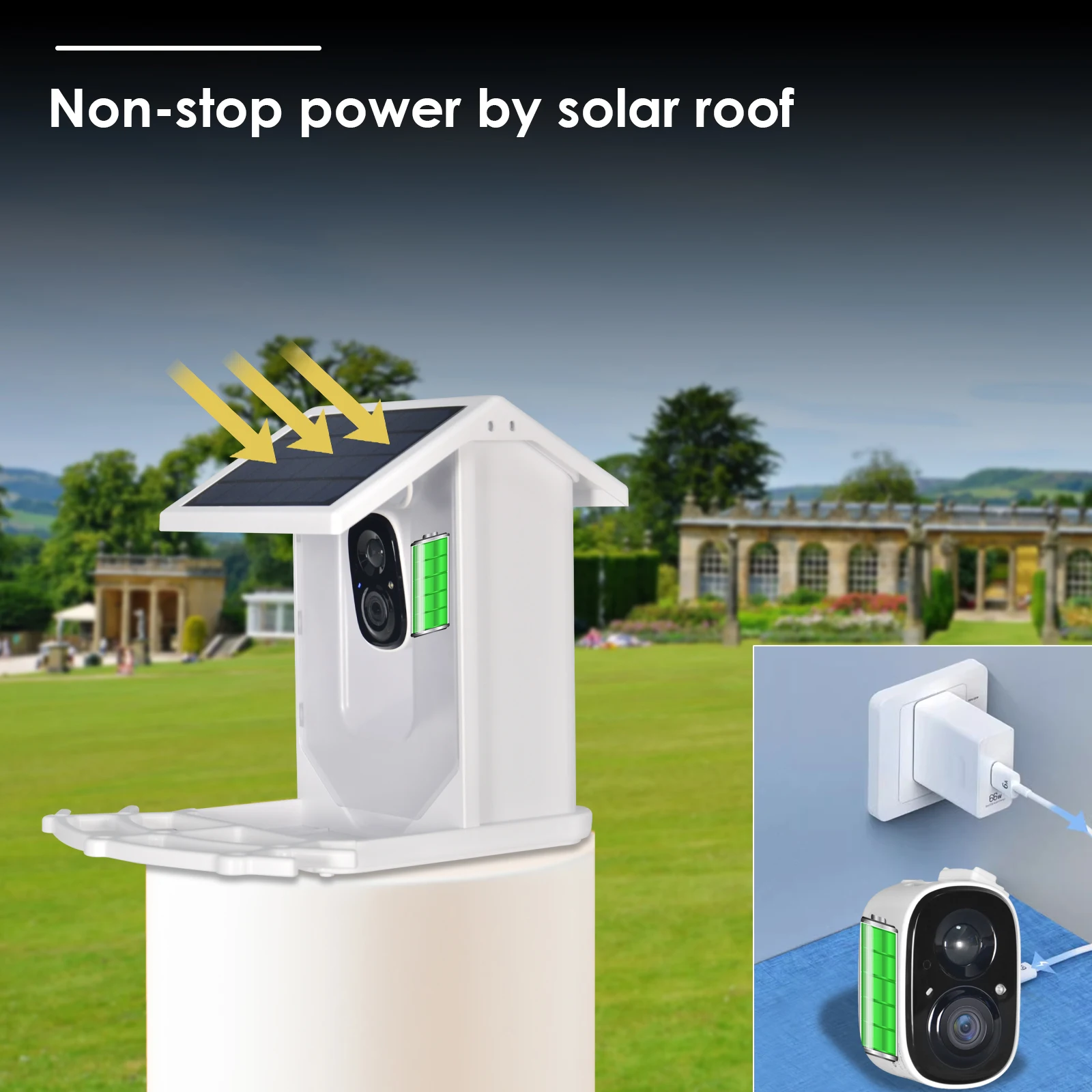 Blue Smart Bird Feeder with Camera, Outdoor Bird Feeding House 2.5L Waterproof, Solar-Powered, HD Bird Watching Camera (blue) - Image 3
