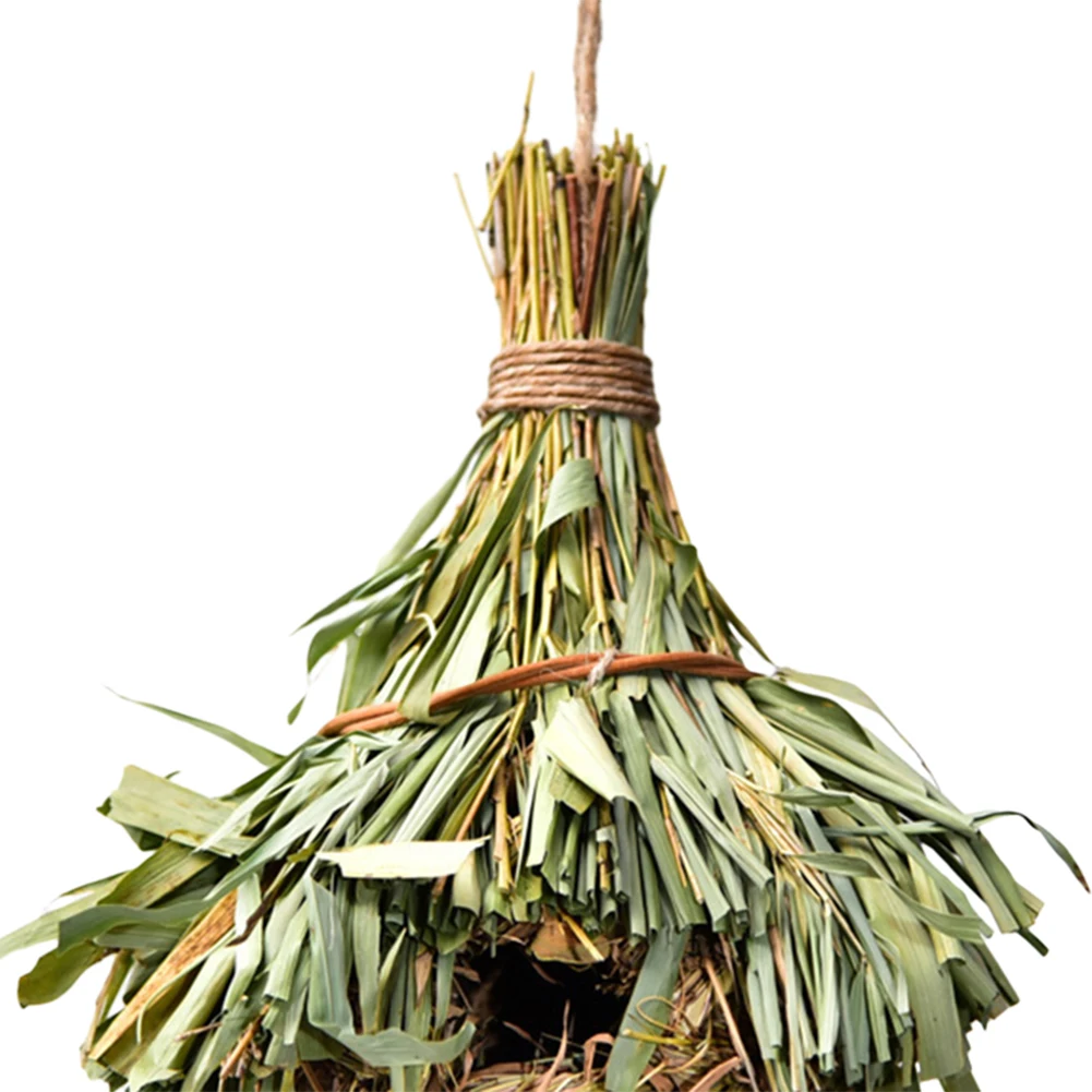 Bird Cage Comfortable Resting Place Natural Grass Bird House Weaved Hanging Parrot Nest Houses Outdoor Decoration - Image 6