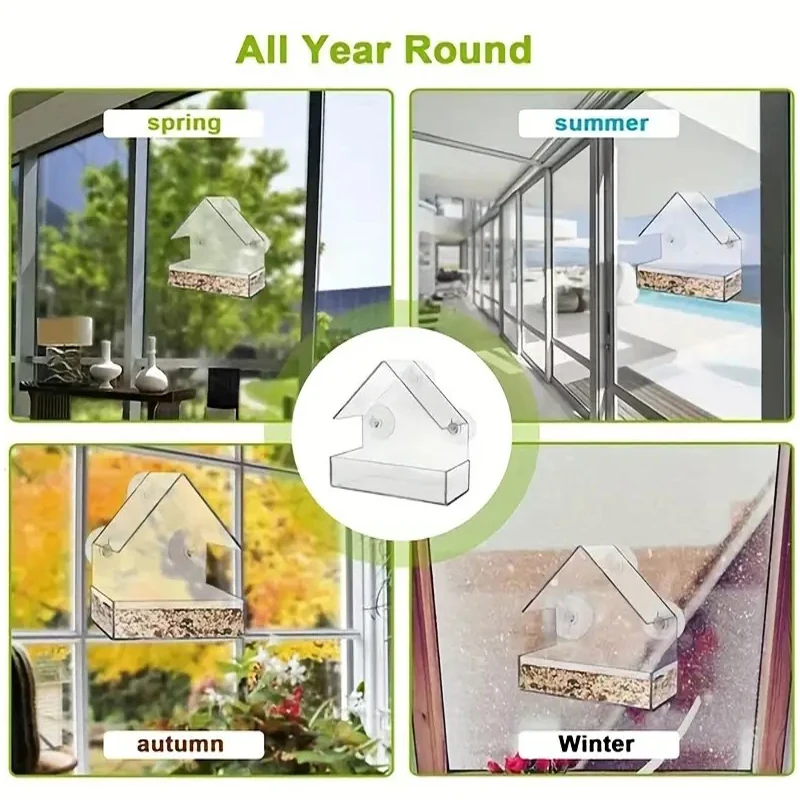 Transparent Bird Feeder Birds House for Outdoor Window Bird Feeder with Strong Suction Cups for Wild Birds, Cardinal Bluebird - Image 6