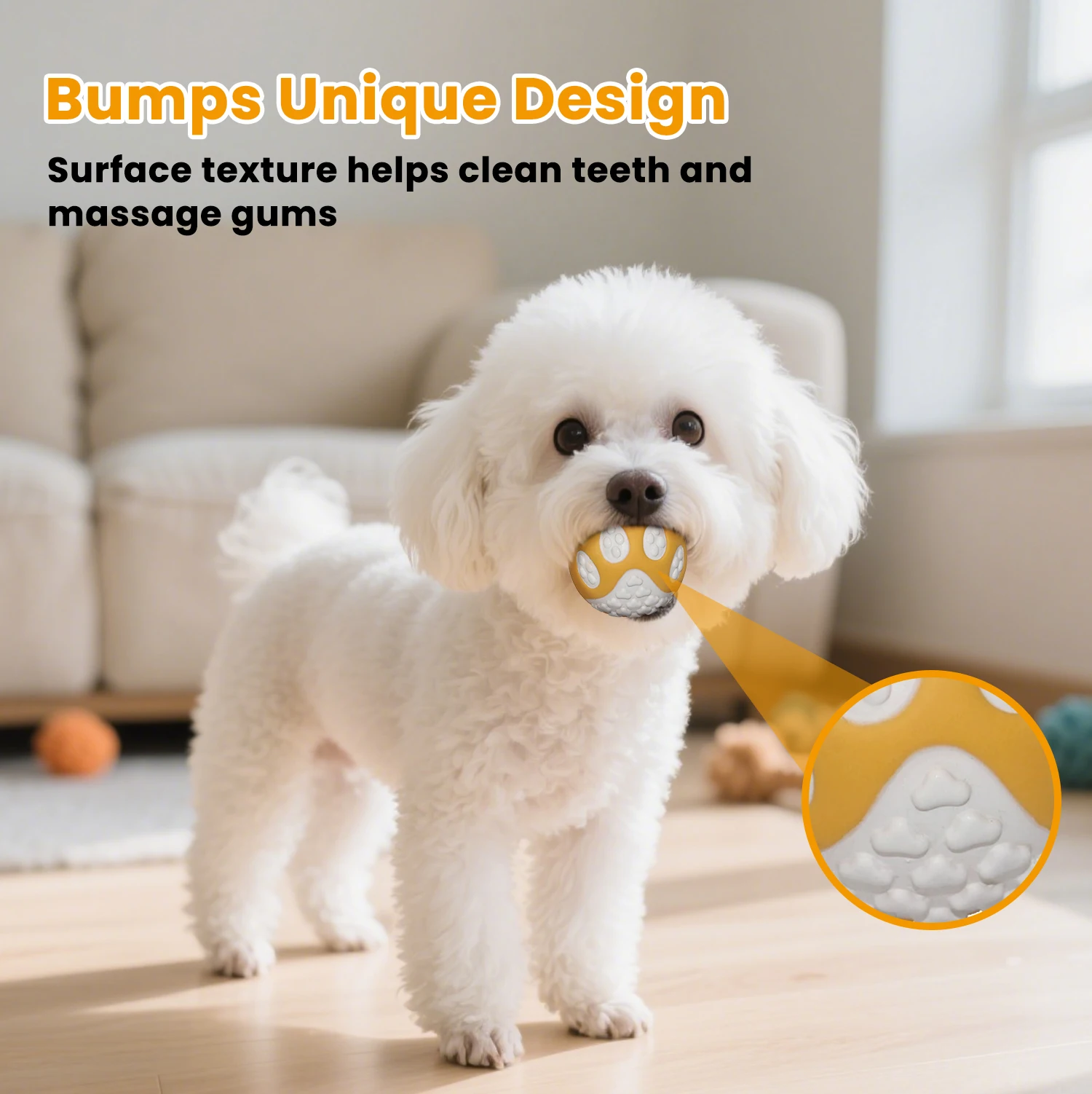 3Pcs Squeaky Dog Toy Balls with Paw/Heart/Bone Emboss, Dog Teething Chew Toys, Natural Latex Dental Care Interactive pet Toys - Image 2