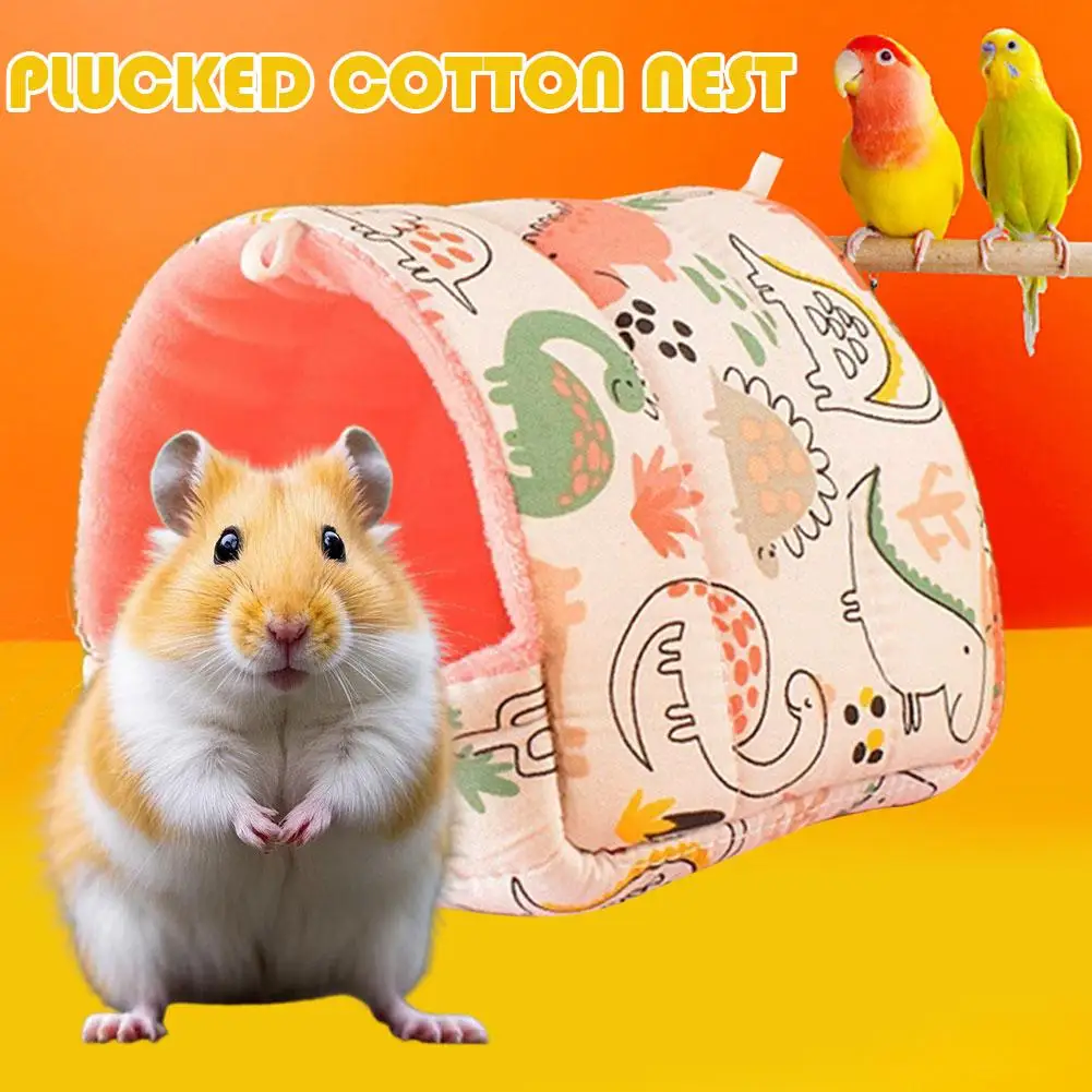 Winter Hamster House Small Animals Warm Cotton Mat Parrot Nest Chinchilla Rat Squirrel Rodent Sleeping Bed Cage Accessories - Image 2