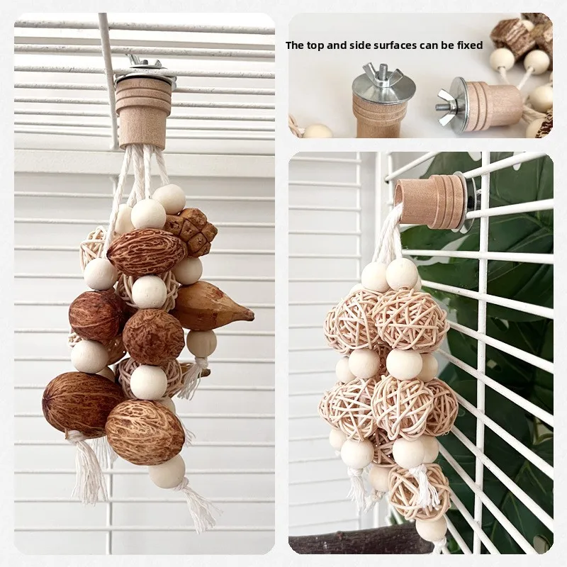 Funny Bird Chewing Toy Cotton Rope Pinecone Parrot Toy Bite Resistant Birds Tearing Toy Cockatiels Training Cage Toys Accessries - Image 3
