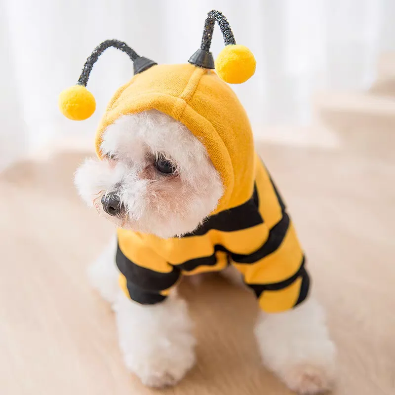 Bee Pet Puppy Coat Apparel Outfit Dog Halloween Hoodies Winter Cat Cosplay Costume Holiday Outfit for Small Medium Dogs & Cats - Image 2