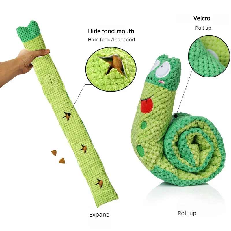 Dog Puzzle Feeder Interactive Toy Indestructible Plush Sound Squeak Puppy Toys For Resistant Foldable Snail Dogs Pet Supplies - Image 2