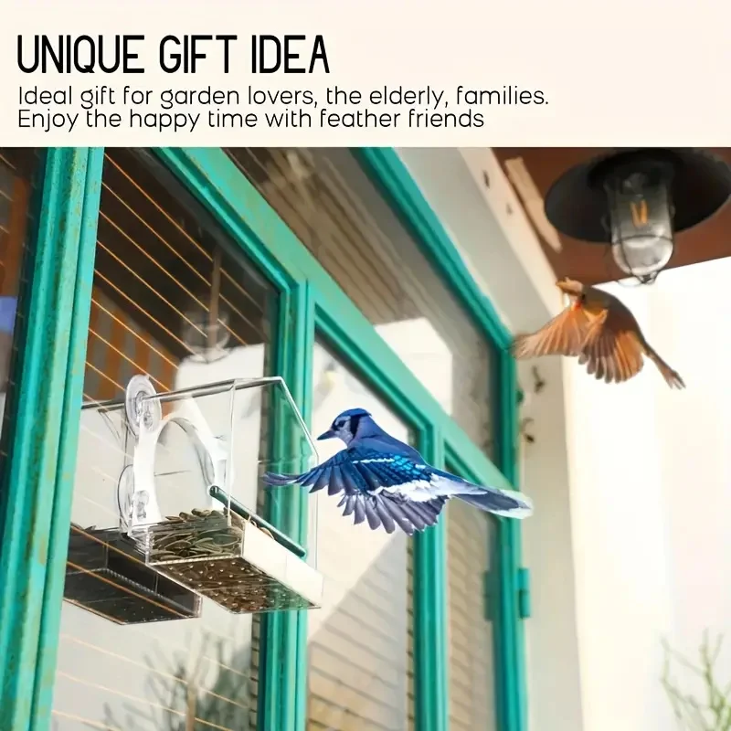 Transparent Bird Feeder Birds House for Outdoor Window Bird Feeder with Strong Suction Cups for Wild Birds, Cardinal Bluebird - Image 5